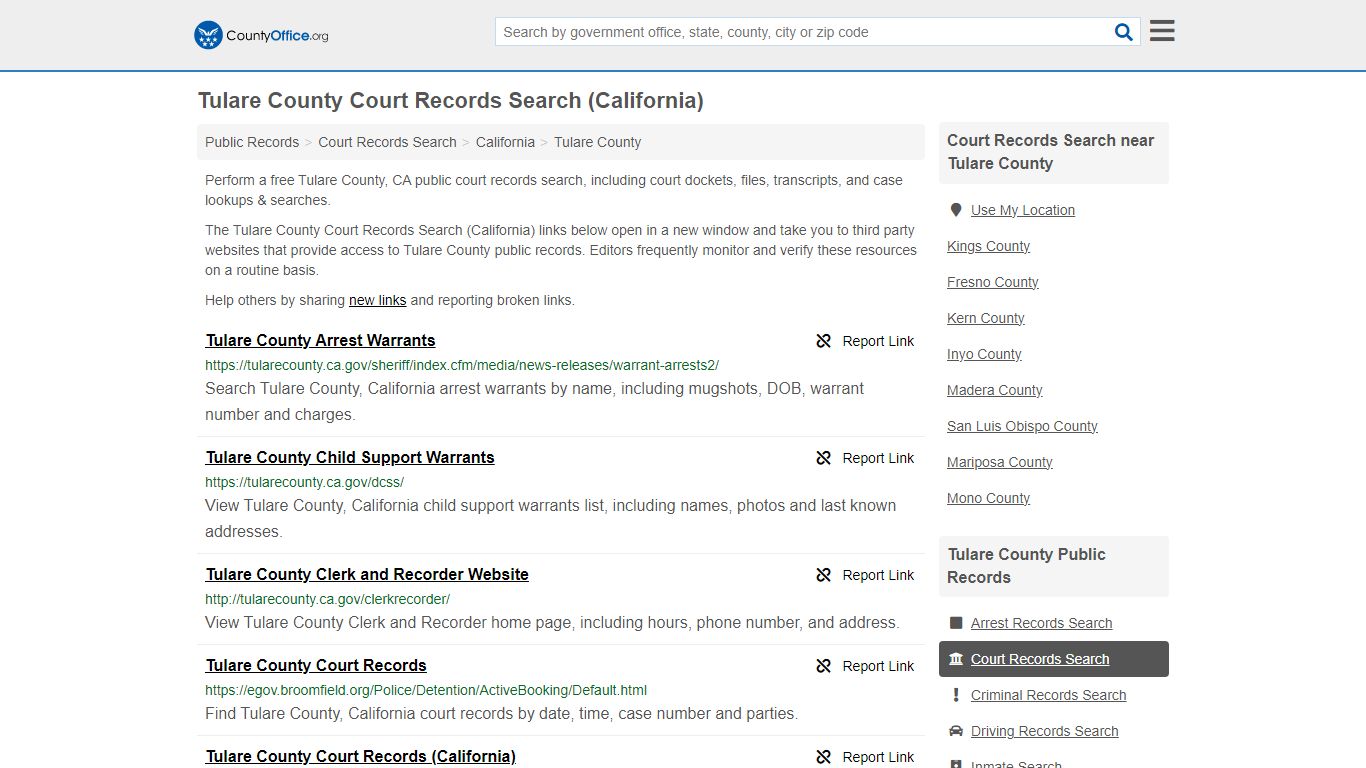 Tulare County Court Records Search (California) - County Office